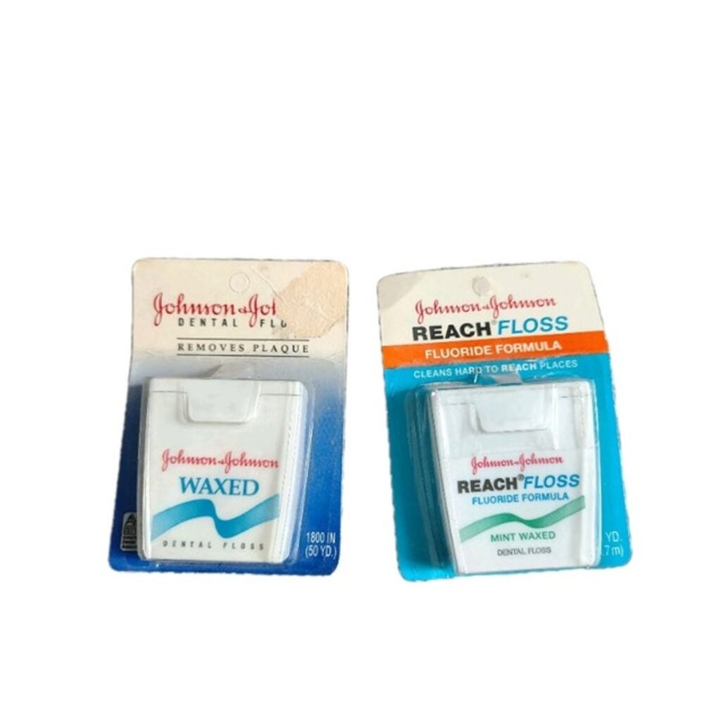 Johnson & Johnson Plain Reach Mint Waxed Fluoride Dental Floss 50 yd NEW Vintage
